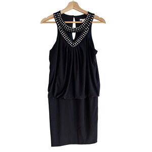Cache Black Embellished Studded Neckline Cocktail Little Black Dress Women's 6